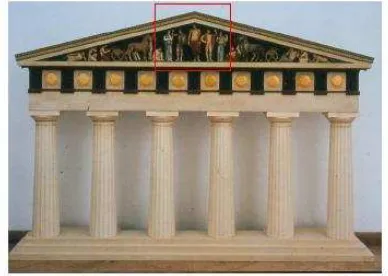 Figure 1. Reconstructed plaster model (approx. scale 1:10) of  the east front of the temple of Zeus at Olympia
