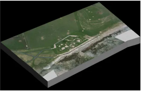 Figure 5. Model from airborne LiDAR data showing site and coastal defenses at Skara Brae © CDDV 2011