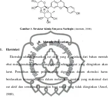 Gambar 3. Struktur Kimia Senyawa Naringin (Anonim, 2008)