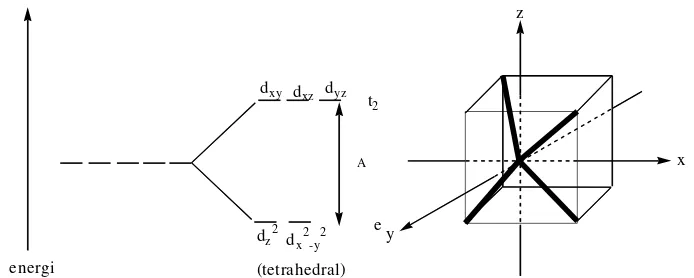 Gambar 11. Diagram Pemisahan Orbital d                        (Huheey  dan Bidang Kubik Medan Tetrahedral et al., 1993) 