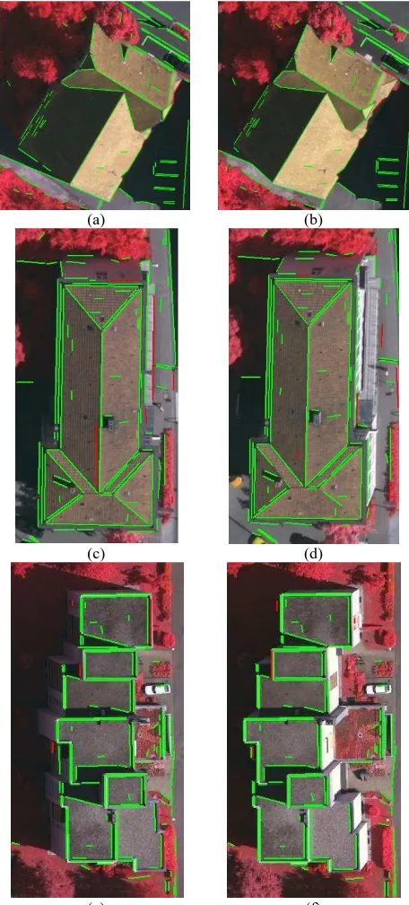 Fig. 7. Test patches. Left (a-c-e) and right (b-d-f) stereo images. Correct and false matches are shown in green and red colors, respectively