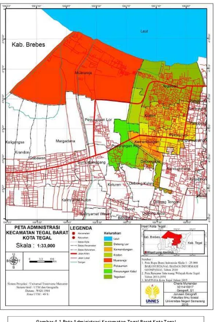 Gambar 4.1 Peta Administrasi Kecamatan Tegal Barat Kota Tegal 