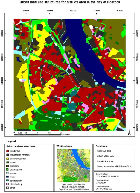 Fig. 3: Urban land use structure classification for a study area in the city of Rostock  