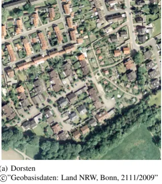 Figure 3(a) shows an examplarly part of the used data set. Theimage shows a small area of the city of Dorsten, Germany