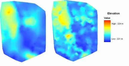 Figure 9: The DEMs of Site A generated by the proposed method (right) and TerraScan (left)