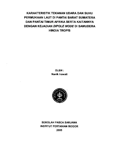 Karakteristik Tekanan Udara Dan Suhu Permukaan Laut Di Pantai Barat ...