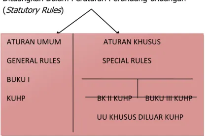Tabel tersebut di atas, UUHC dalam peraturan perundang-undangan,  adalah masuk dalam aturan khusus ( special rules ), dalam penerapan  pemidanaan  dalam  undang-undang  ini,  rujukan asas-asanya dengan  catatan  harus  mengacu  pada  aturan  umum  ( genera