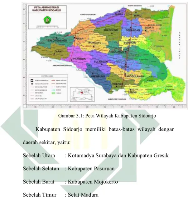 Gambar 3.1: Peta Wilayah Kabupaten Sidoarjo 