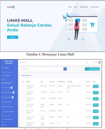 Gambar 4. Homepage Limas Mall 