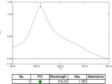 Gambar 3.1 Kurva serapan maksimum larutan DPPH 40 ppm dalam  metanol secara spektrofotometri visibel