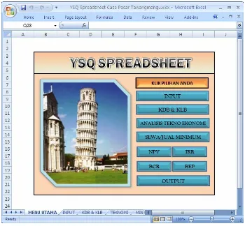 Gambar 2.1. Tampilan menu utama YSQ 1 Spreadsheet 