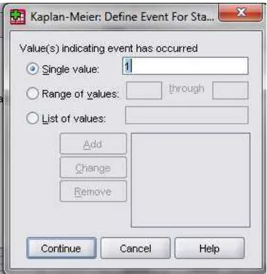 Gambar 4.2.2.  Kaplan Meier Define Event Variabel X1 (Umur) 