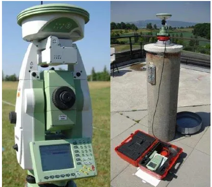 Figure 2. GPS reference station with Leica GPS1200 (right) and  Leica SmartStation (left) during data acquisition