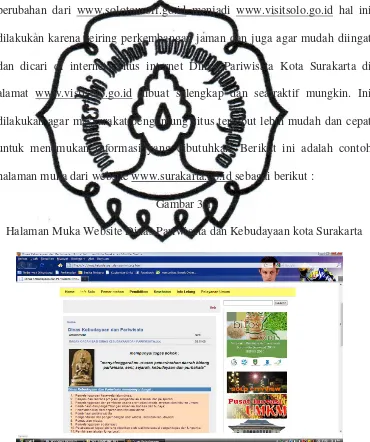 Gambar 3.1 Halaman Muka Website Dinas Pariwisata dan Kebudayaan kota Surakarta 
