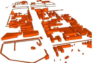 Figure 6: TU Delft campus objects. Buildings and terrain havebeen selected whereas the roads have been removed.