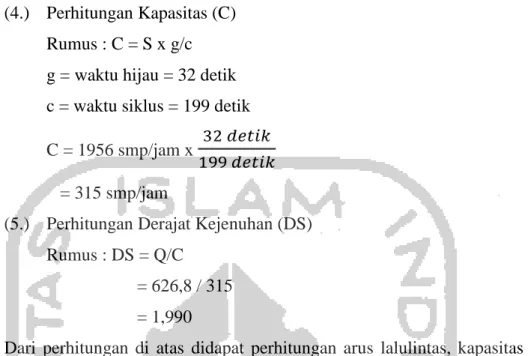 Tabel 5.9 Hasil Rekapitulasi Perhitungan Operasional Simpang UPN Waktu  Pagi 