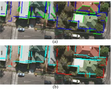 Figure 5: A complex scene: (a) primary mask, (b) detected can-didate buildings with a large number of false detections and (c)detected ﬁnal buildings after removing false positives.