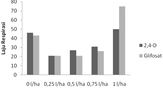 Gambar 15. Pengaruh pemberian herbisida 2,4-D dan glifosat  terhadap laju 