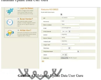 Gambar 4.7 Halaman Update Data User Guru 