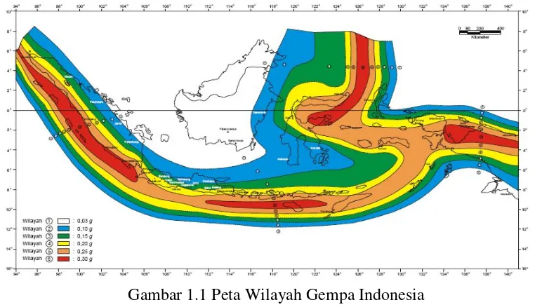 Gambar 1.1 Peta Wilayah Gempa Indonesia 