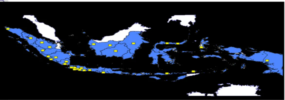 Gambar 1. Peta Sebaran Cebakan Pertambangan Emas di Indonesia (Sinar Harapan, 2003) 