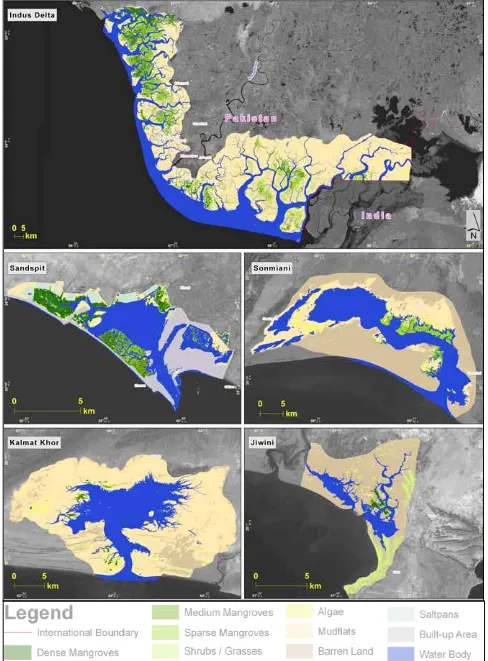 Figure 2: Land Cover Maps of Mangroves Forest Sites of Pakistan 