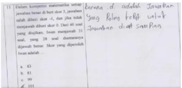 Gambar 3. Respon Siswa E34  Pada Soal Nomor 11 