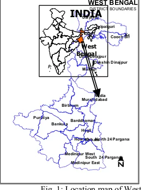 Fig. 1: Location map of West Bengal state 