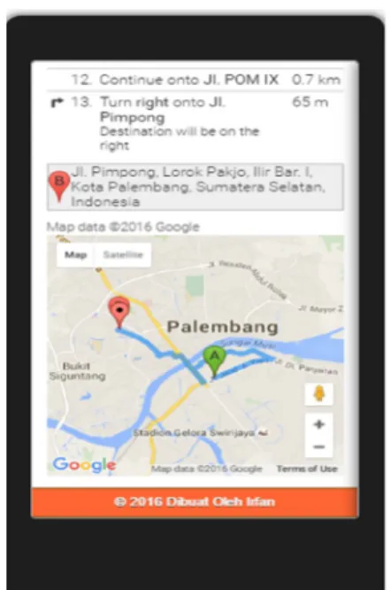 Gambar 16. Halaman Rute Perjalanan