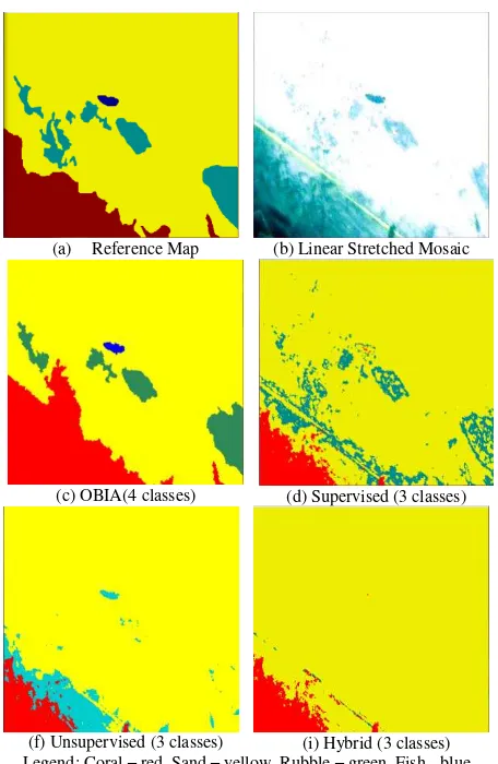 Figure 3. Classification maps of the different algorithms of a sample 
