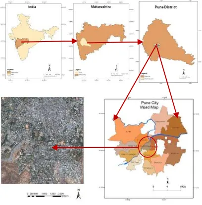 Figure 1.Location of Pune city and Quick Bird scene 