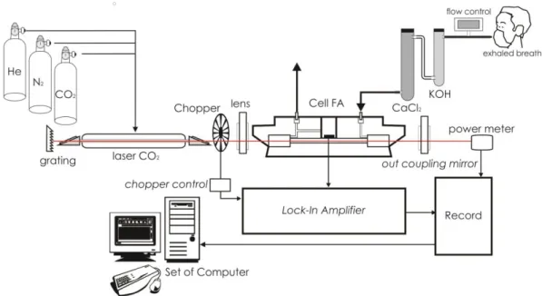 Gambar 1. Set-up alat penelitian spektrometer fotoakustik dengan laser CO 2
