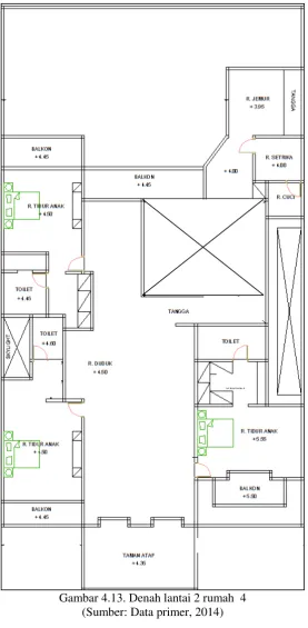 Gambar 4.13. Denah lantai 2 rumah  4 