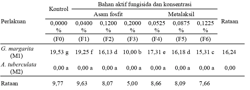 Tabel 2. Persentase perkecambahan spora FMA (%)   