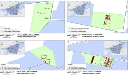 Figure 2: Spectral and LAI data collection sites at various CIA locations 