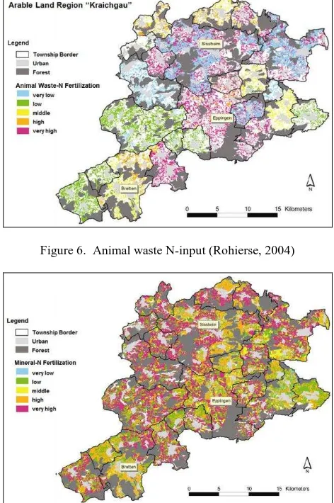 Figure 4.  Crop type map for the “Kraichgau” (Rohierse, 2004) 