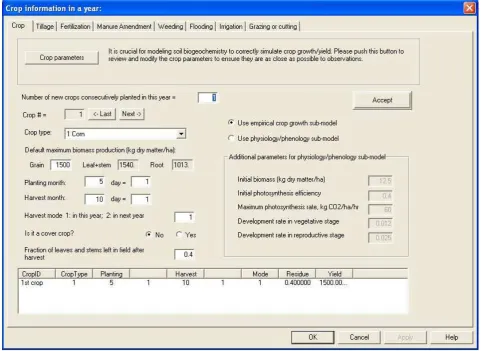 Figure 11.  Screenshot of the DNDC model (9.1) (http://www.dndc.sr.unh.edu/)  