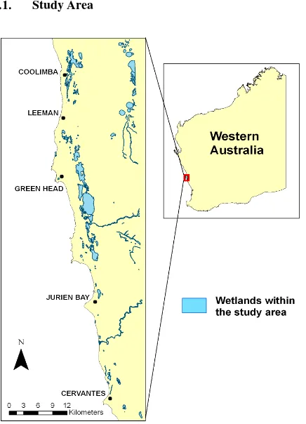 Figure 1: Cervantes to Coolimba coastal wetlands. 