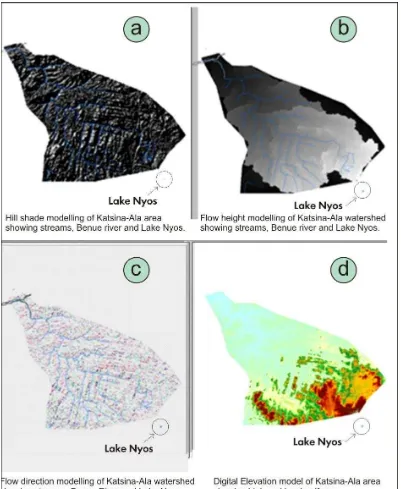 Figure 2: Digital elevation models showing the fracture and drainage patterns, altitude and land use/cover type in Katsina-Ala drainage basin   