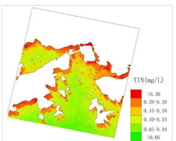 Figure 4.  Distribution of TIN in sea surface of study area  