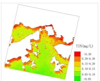 Figure 4.  Distribution of TIN in sea surface of study area  