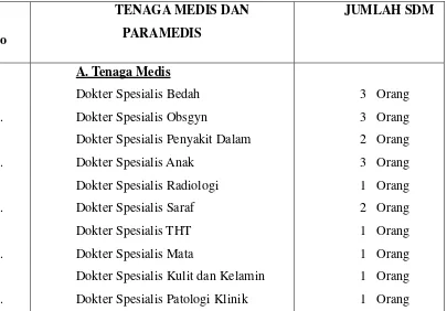 Tabel 1.1 Jumlah Tenaga Medis dan Paramedis 