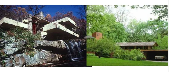 Gambar 2.1 Contoh beberapa bangunan yang dirancang oleh Frank Lloyd Wright 