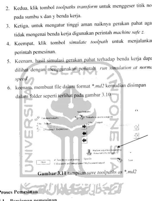 Gambar 3.11 tampilan save toolpaths as *.md2