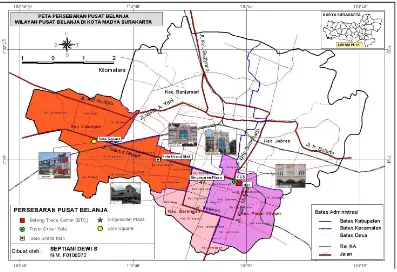 Gambar 4.1 Peta Lokasi Pusat Perbelanjaan Dan Area Penelitian 