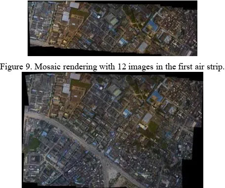 Figure 9. Mosaic rendering with 12 images in the first air strip. 