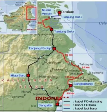 Gambar 1.1 peta Tarakan – Tanjung Selor 