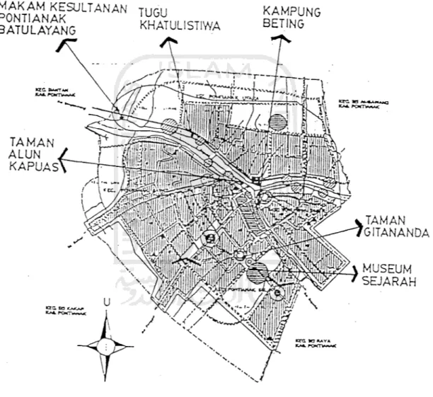 Gambar 1.2. Peta Lokasi Objek Wisata di Kotamadya Pontianak