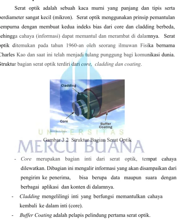 Gambar 3.2  Struktur Bagian Serat Optik 