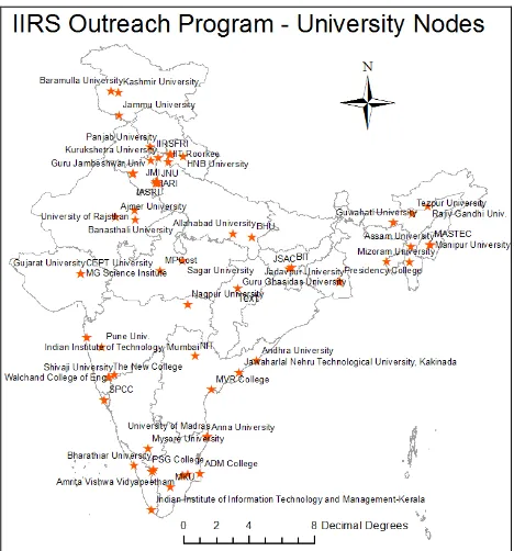 Figure 1: IIRS Network of outreach program classrooms 